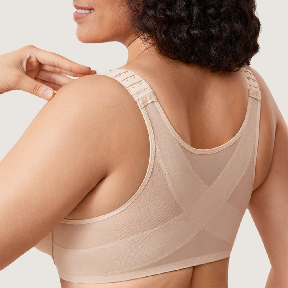 Front Closure Underwire Unlined Back Support Plunge Bra