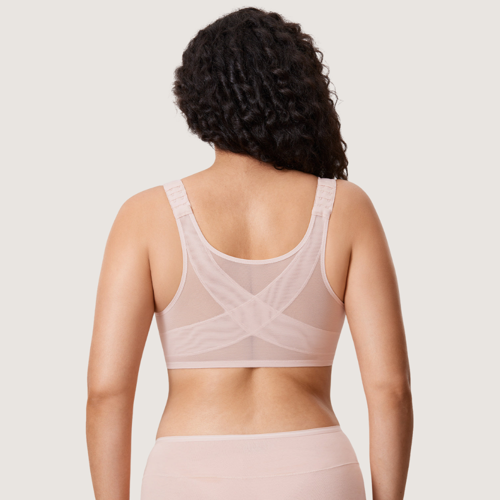 Front Closure Underwire Unlined Back Support Plunge Bra