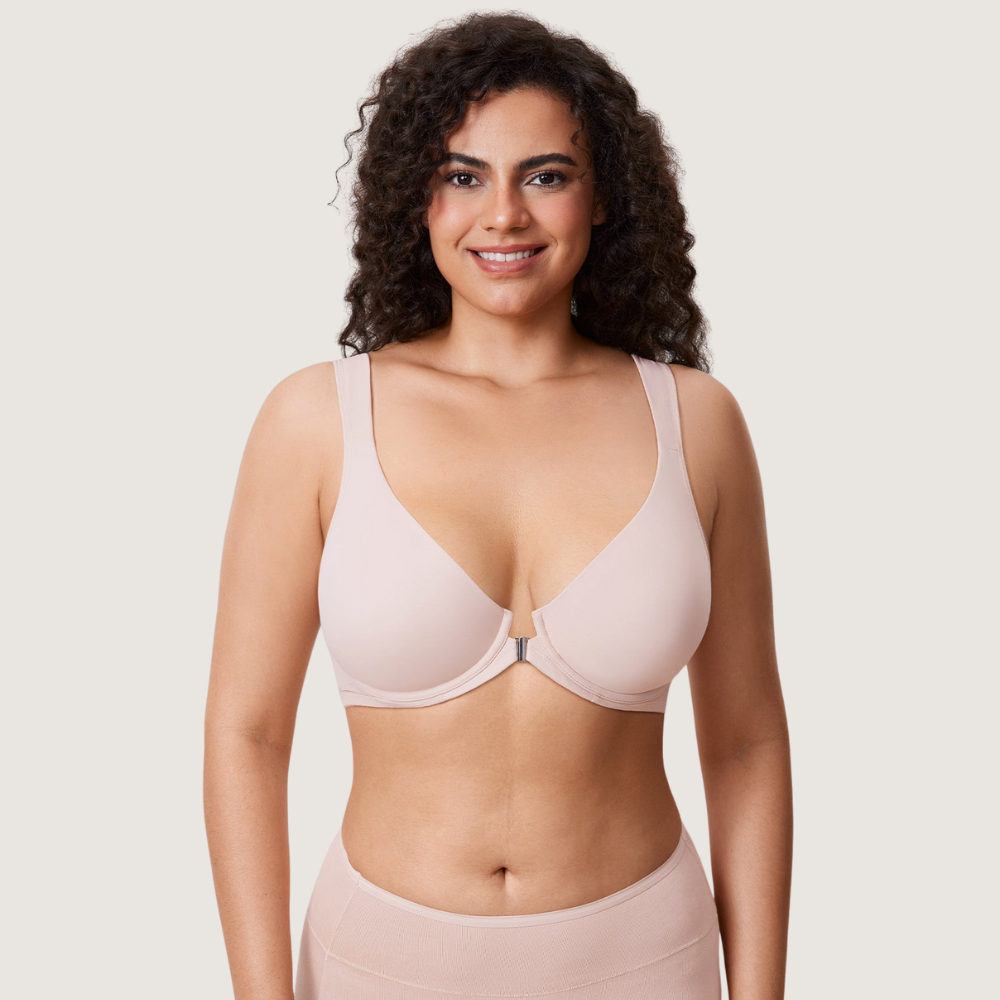 Front Closure Underwire Unlined Back Support Plunge Bra