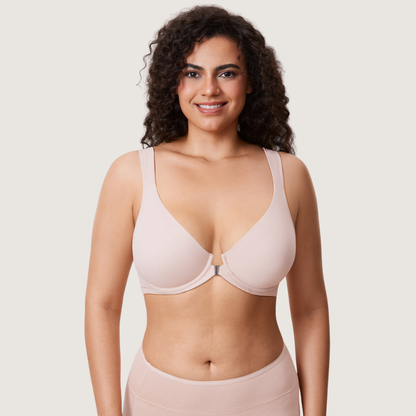 Front Closure Underwire Unlined Back Support Plunge Bra