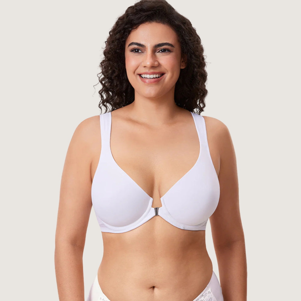 Front Closure Underwire Unlined Back Support Plunge Bra